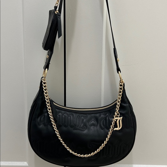 Juicy Couture (NWT) Quilted Black Juicy Puff Half Moon Crossbody Bag - Picture 3 of 14